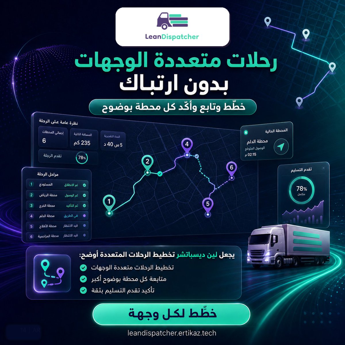 ErtikazSolution's tweet photo. تعدد الوجهات لا يعني تعقيد التشغيل.

خطط وتابع وأكد الرحلات متعددة الوجهات عبر سير عمل رقمي أوضح في لين ديسباتشر.

#تخطيط_المسارات #وجهات_متعددة #إدارة_التسليم #لين_ديسباتشر https://t.co/xi5KRKWhIe