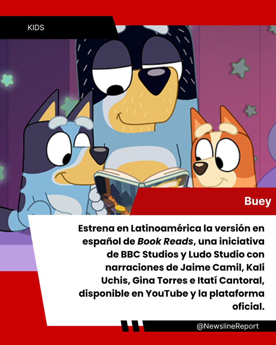newslinereport's tweet photo. @bbcstudios y Ludo Studio lanzan en español Book Reads – Las historias de Bluey, narrado por Jaime Camil, Kali Uchis, Gina Torres e Itatí Cantoral.
#bluey #animacion #streaming #bbcstudios #industriaaudiovisual https://t.co/YOBZIV48rF