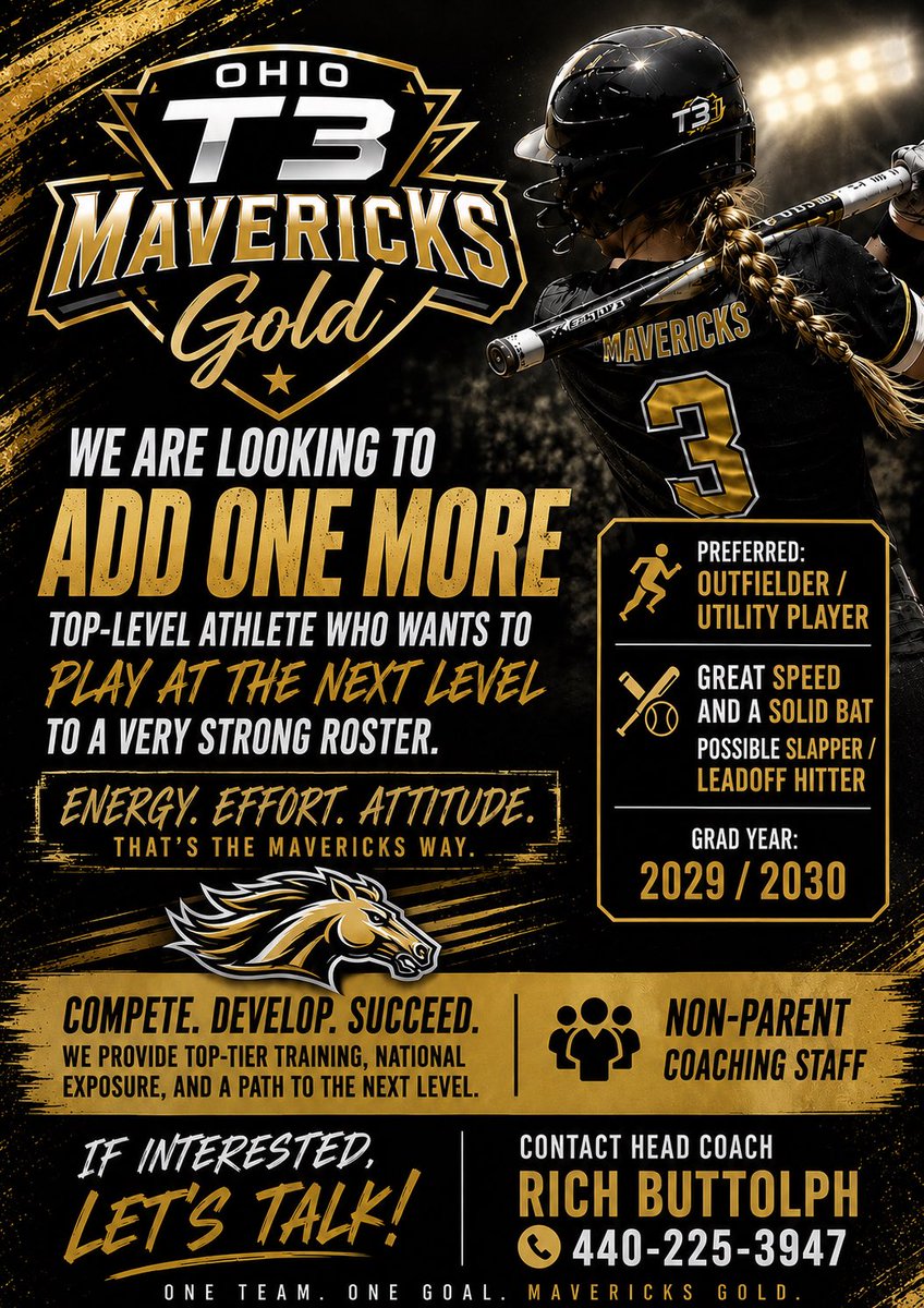 16UOHT3MavsGold's tweet photo. Just 1 more roster spot remaining for the right fit as we’re very specific in ours needs at this point.  This team is super talented and we can’t wait to get started!  Roster welcomes and fall schedule coming very soon!  Please reach out if we’re what you’re looking for! https://t.co/F6CRGb9ONA