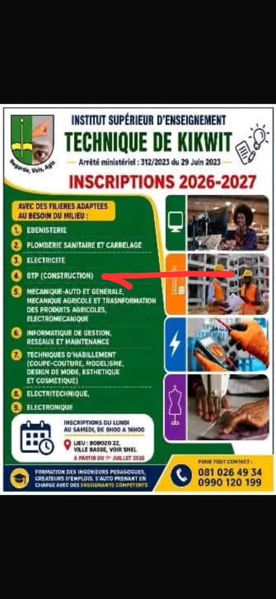 Maskieben's tweet photo. Les inscriptions sont en cours. 
Institution de formation LMD et Master (Bac+5), techniciens pédagogues... https://t.co/Wq4r0XbpOu