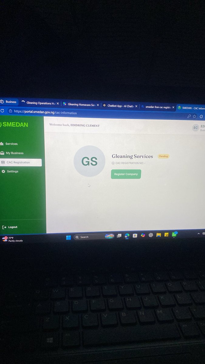 eddyclement5's tweet photo. @cacnigeria1 @SMEDANGov @TheCharlesOdii The Company name is Gleaning Services 
I applied through the SMEDAN WEBSITE https://t.co/U56QWtavRe