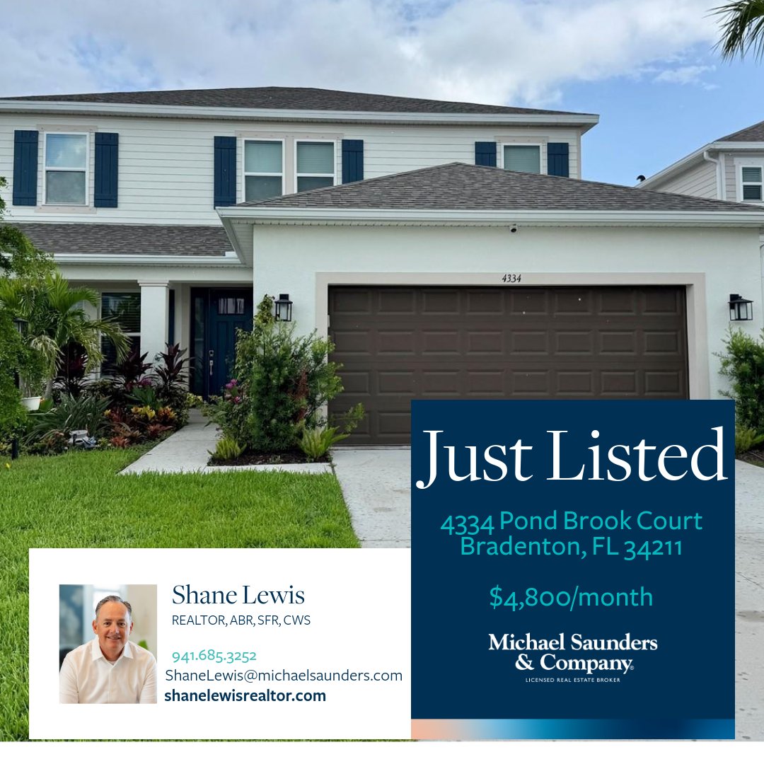 ShaneMLewis's tweet photo. 🏡 New Annual Rental!

📍Park East at Azario | Lakewood Ranch
✔️ 4BR
✔️ 3.5BA
✔️ Study + Bonus Room
✔️ 2,580 SF
✔️ 2024 Taylor Morrison Bahama
✔️ Screened Lanai
✔️ Resort Amenities

💲$4,800/mo
Message me for details!
#LakewoodRanch #ForRent #FloridaRealEstate #ShaneLewisRealtor https://t.co/SUDFkg9WBU