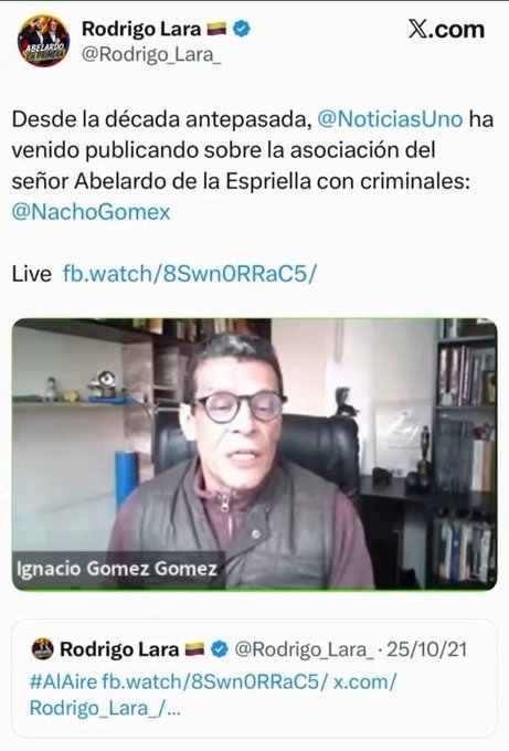 emiliolagos1's tweet photo. ¿Qué decía Rodrigo Lara en 2021 sobre Abelardo y su asociación con criminales? https://t.co/8FOTZoqrDl