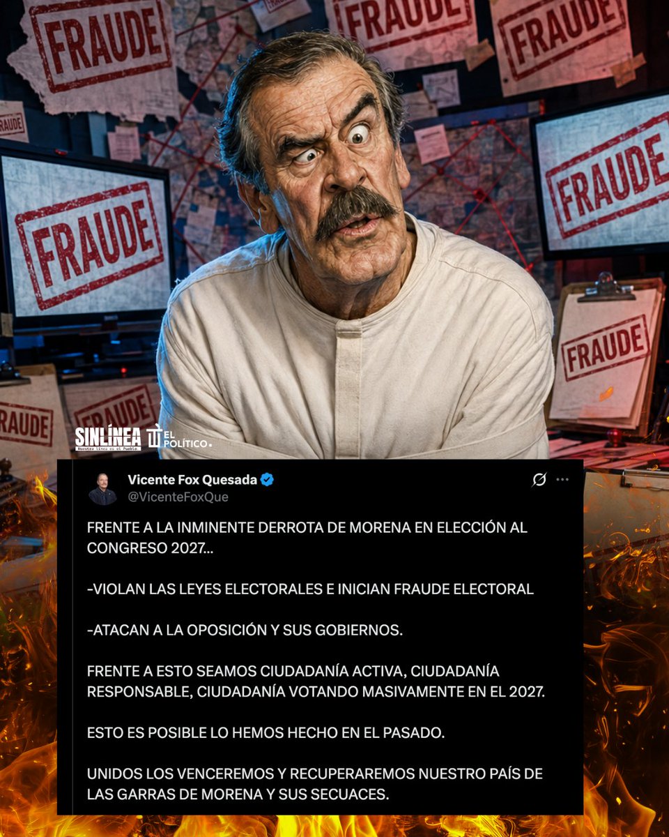 SinLinea_Mx's tweet photo. ¡La elección ni empieza y Fox ya encontró el fraude! 😂🗳️

🔴 Sin votos ni resultados, la oposición ya prepara su excusa rumbo a 2027: si gana, es democracia; si pierde, es fraude. 

El manual nunca cambia. 🤡 https://t.co/wTAyGk1ZGu