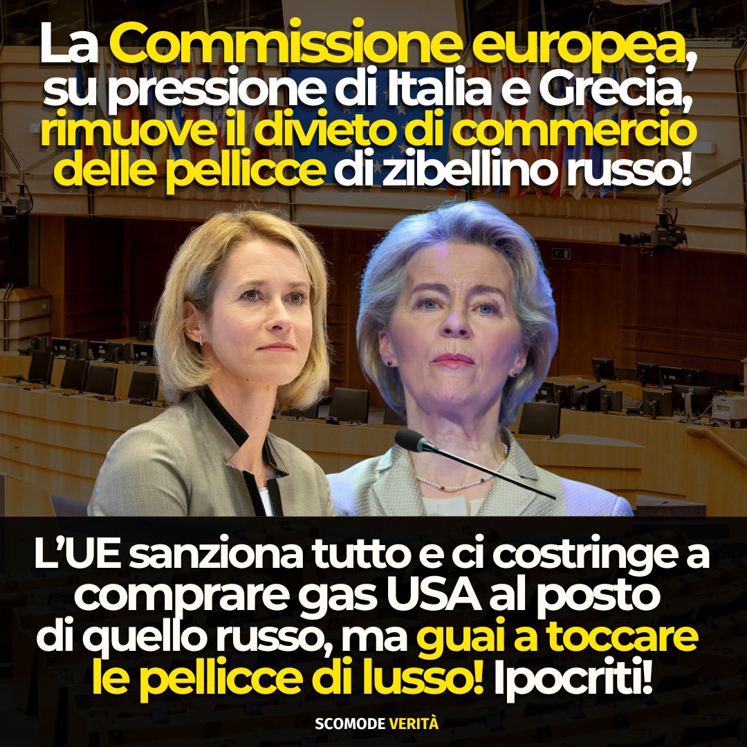 ale_dibattista's tweet photo. Il gas russo no (quello USA invece sì) però l’Ue ha rimosso dalle liste delle merci sanzionate le pellicce di zibellino. Questa è l’Unione europea! Leggete qui 👉 https://t.co/augkWvpxAl e iscrivetevi al mio canale Substack https://t.co/h24aWd2ugv