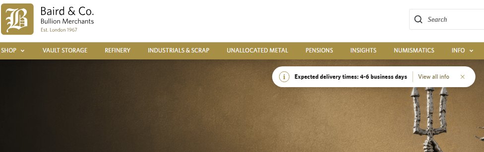 Old_Swanner's tweet photo. @Dioclet54046121 Interesting change on Baird's site ... they've been quoting 2-3 days delivery time since the dust settled earlier this year.

That's now doubled it seems!

https://t.co/OaF9WWrUnk https://t.co/093iLNM1jr