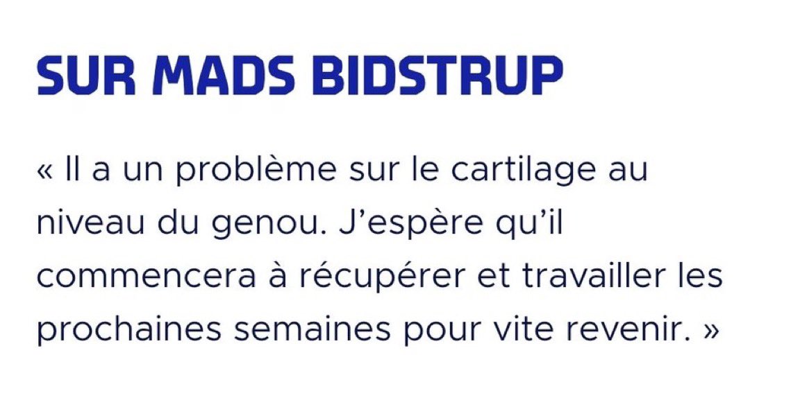 LesFansGones's tweet photo. 🚨 DES NOUVELLES DE MADS BIDSTRUP ! 😬

Paulo Fonseca s’est exprimé à son sujet, et ce n’est pas très bon signe… 🥲

Le coach évoque encore plusieurs semaines de convalescence…

#TeamOL #OL https://t.co/7HTmVDaGOb