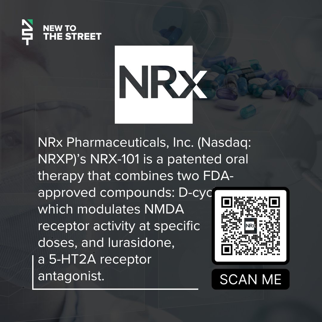 NewToTheStreet's tweet photo. 💙 Advancing innovation in mental health treatment.

@NRxPharma (NASDAQ: NRXP) is developing NRX-101, a patented oral therapy combining two FDA-approved compounds: D-cycloserine, which modulates NMDA receptor activity at specific doses, and lurasidone, a 5-HT2A receptor antagonist.  @vincemedia1 

This novel approach reflects NRX's commitment to developing innovative therapies for serious psychiatric conditions.

👉🏻Learn more at https://t.co/iJNgCDMsX8

Watch the @NewToTheStreet interview here👇🏻
https://t.co/pxKPQFNgA9

#NRX #pharma #healthcare #biotechnews #innovation #businessupdate #businessnews #business #news #newtothestreet