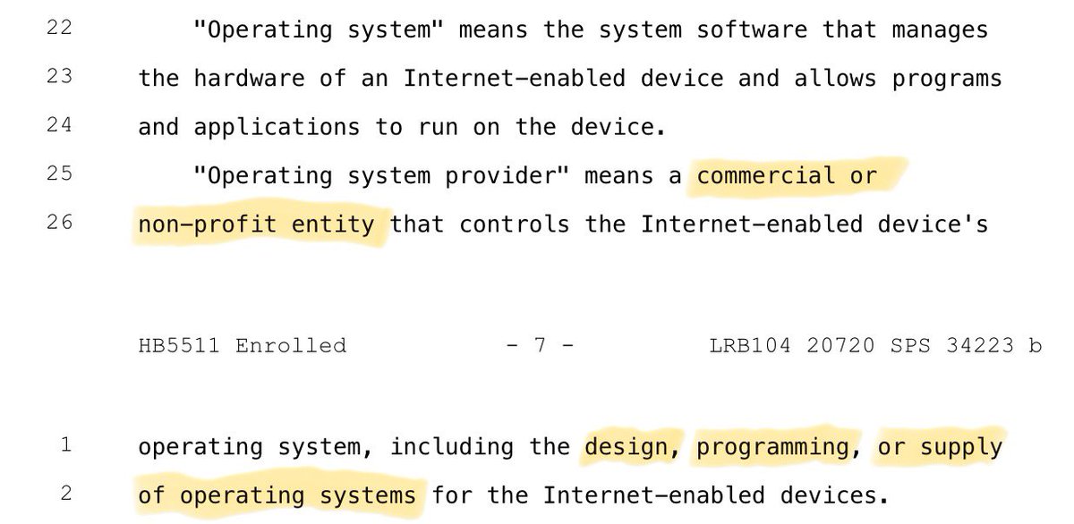 LundukeJournal's tweet photo. All Operating System developers now have until January 1st, 2028 to implement Age Verification for all users.

This includes Windows, macOS, Linux, and every other Operating System (which has any form of Internet connectivity).

On July 31st, Illinois HB-5511 was signed into law by Governor Pritzker, which carries significant financial penalties for all OS developers (including non-profits and open source developers).

https://t.co/O7C3TEC0c3