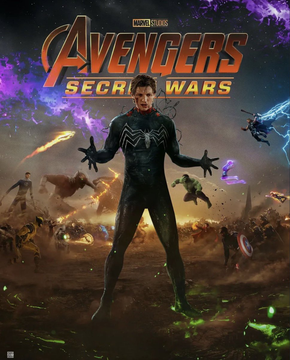 DoomBlazer_'s tweet photo. If it wasn’t already the plan, Marvel &amp; The Russos should seriously consider making Tom Holland the lead of Avengers: Secret Wars

Spidey getting The Black Suit in that movie would make $1B on its own💸 https://t.co/L1pp4TFK3b
