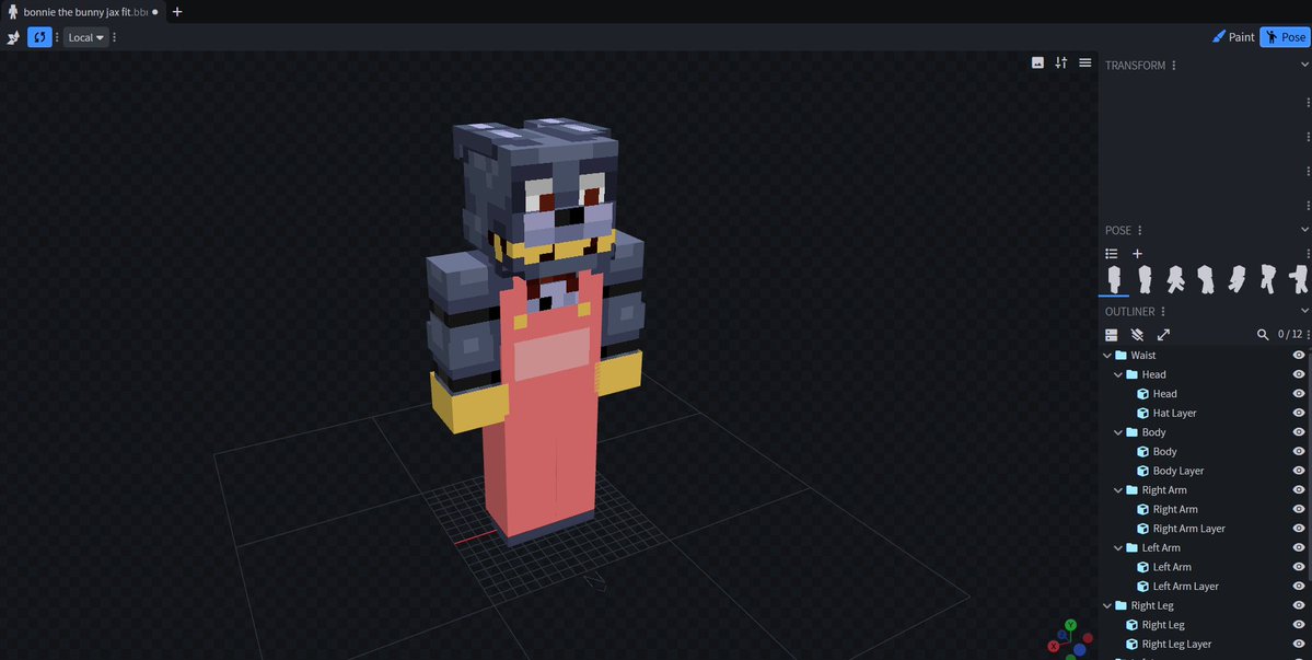 HunterTheSith's tweet photo. with ep 6! released on youtube one skin that i also helped make! on @UltimateFNAFRP was the jax bonnie fit! i truly had fun making this and giving him the gold teeth and the overalls! but yeah he no joke turned out pretty good and i like the style of it! #fnaf #minecraftrp https://t.co/GkNApHEAEc