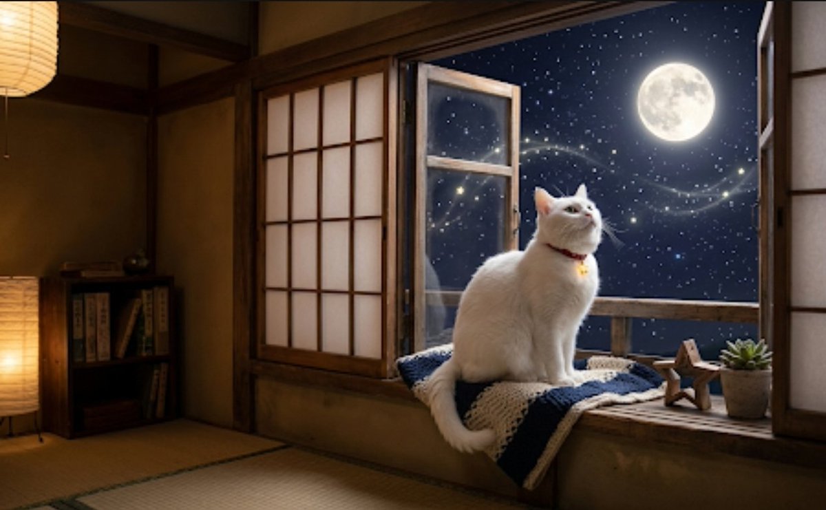 bavep56328's tweet photo. 昔々、小さな家に「タマ」という白い猫がいまし

た。

タマは夜になると、いつも窓のそばに座って空を見

ていました。

ある夜、満月の光が部屋の中に差し込みました。 月の上に、小さな星の妖精が立っていました。

「タマ、一緒に空を飛ぼう!」と妖精が言いまし https://t.co/HdOSaa3VCU