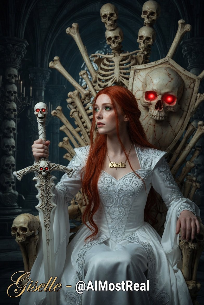 AImostReal's tweet photo. Bone Throne ๐โ๏ธ๐ค
I didnโt inherit this seat.
I took it.
White silk. Red eyes in the dark.
The dead already know my name.
#Giselle #BoneThrone #Queen https://t.co/wS7pWm0DQI