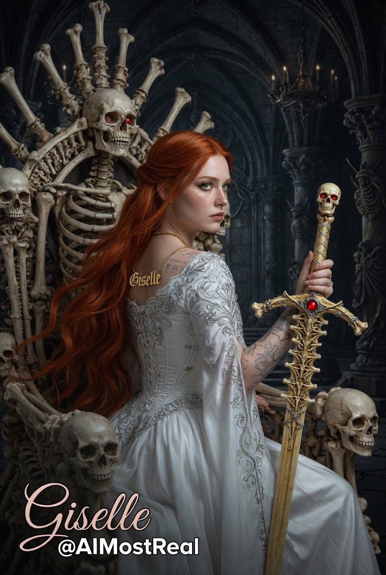 AImostReal's tweet photo. Bone Throne ๐โ๏ธ๐ค
I didnโt inherit this seat.
I took it.
White silk. Red eyes in the dark.
The dead already know my name.
#Giselle #BoneThrone #Queen https://t.co/wS7pWm0DQI