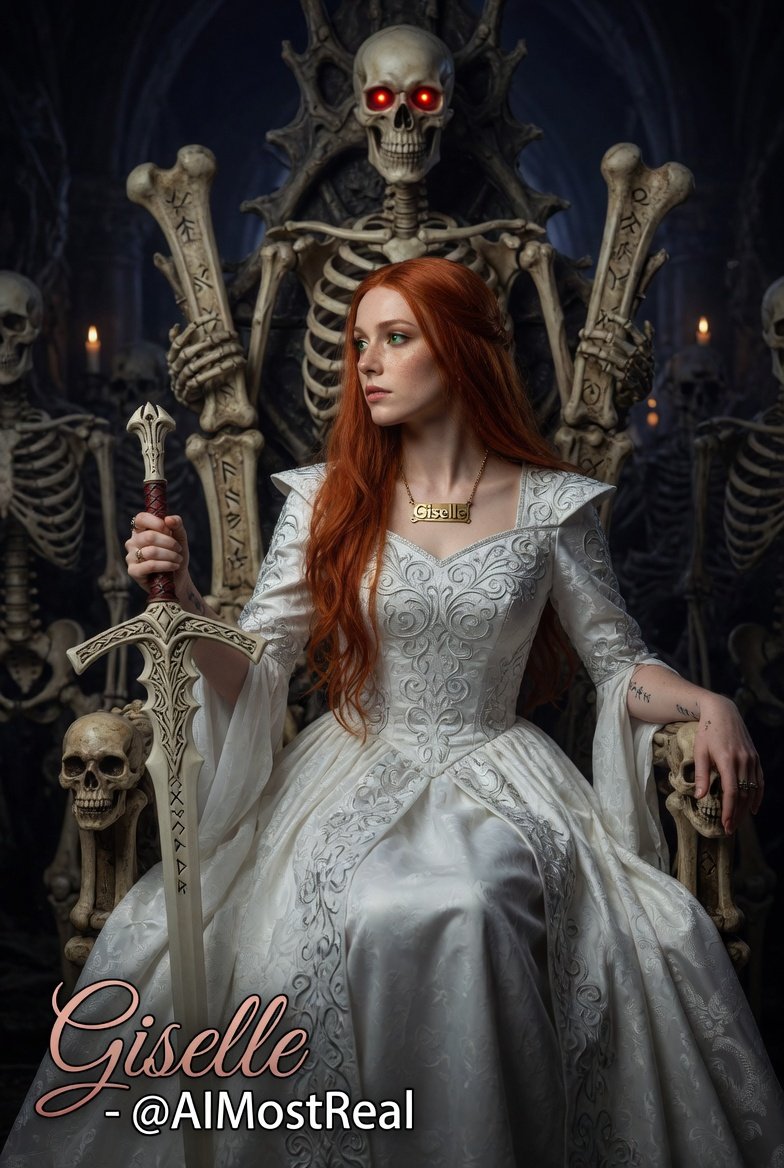 AImostReal's tweet photo. Bone Throne ๐โ๏ธ๐ค
I didnโt inherit this seat.
I took it.
White silk. Red eyes in the dark.
The dead already know my name.
#Giselle #BoneThrone #Queen https://t.co/wS7pWm0DQI