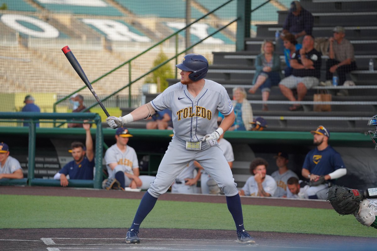 ToledoBaseball's tweet photo. Since 2021, Toledo has totaled 8⃣ Rockets turning pro! 🚀

Toledo is one of three MAC teams to have players selected in at least five MLB drafts in that span.

#ForToledo https://t.co/RXWqwfNMo4