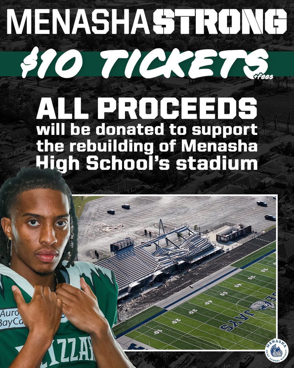 gbblizzard's tweet photo. This Sunday is about more than the Eastern Conference Championship! We're partnering with Menasha High School to offer $10 tickets (plus fees). ALL PROCEEDS will go to Menasha to support rebuilding their stadium!
Support Menasha: https://t.co/qlNZtrQHSf
#GoBlizz | #MenashaStrong https://t.co/D66nrPCSmG