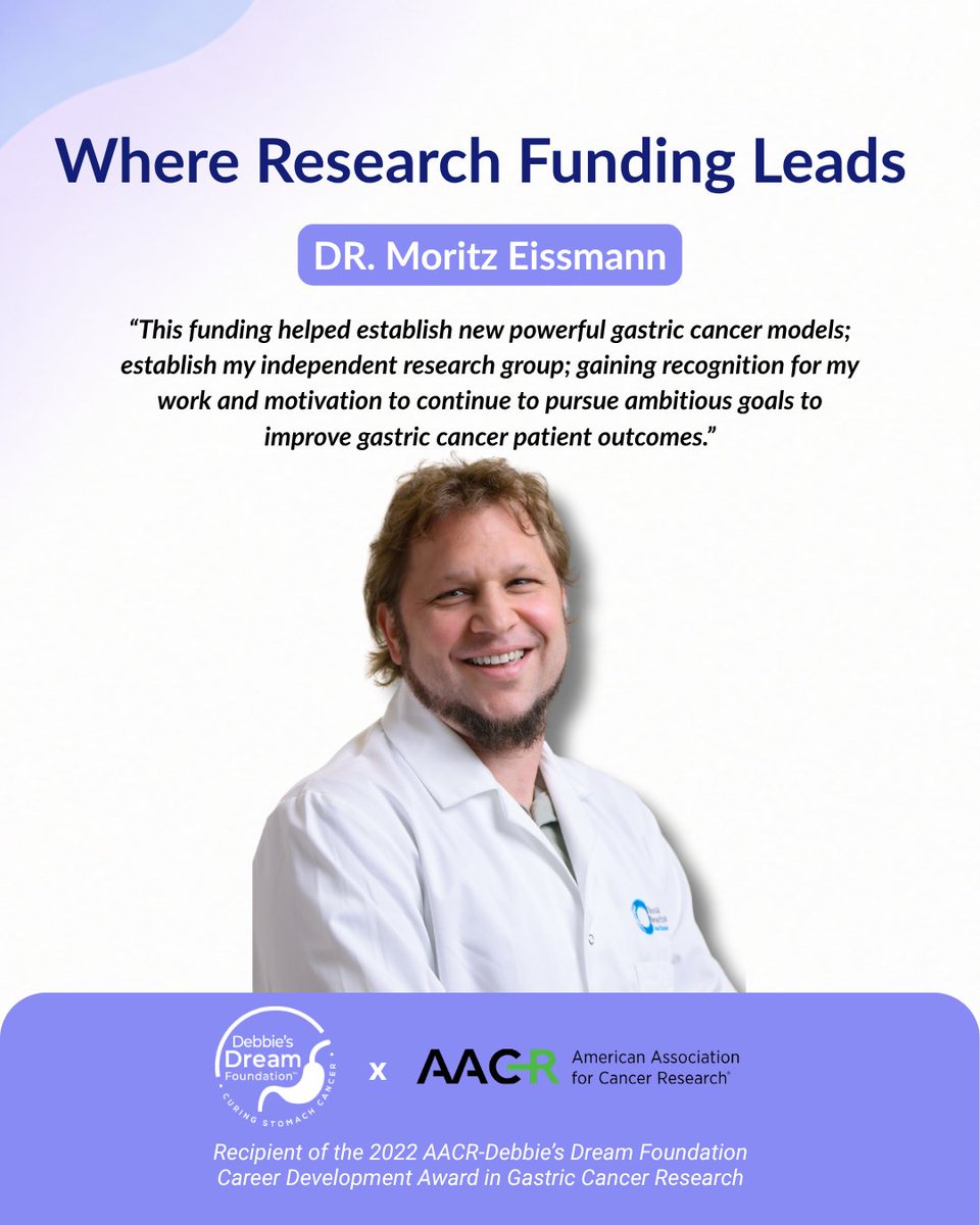 StomachCancer_'s tweet photo. Research funding creates momentum.

Dr. Moritz Eissmann's 2022 AACR-Debbie's Dream Foundation Career Development Award helped advance 3D organoid models, generate early data, and foster new collaborations.

Explore the Where Research Funding Leads series:
https://t.co/EoDYcHPvBB https://t.co/9FCtwROmWN