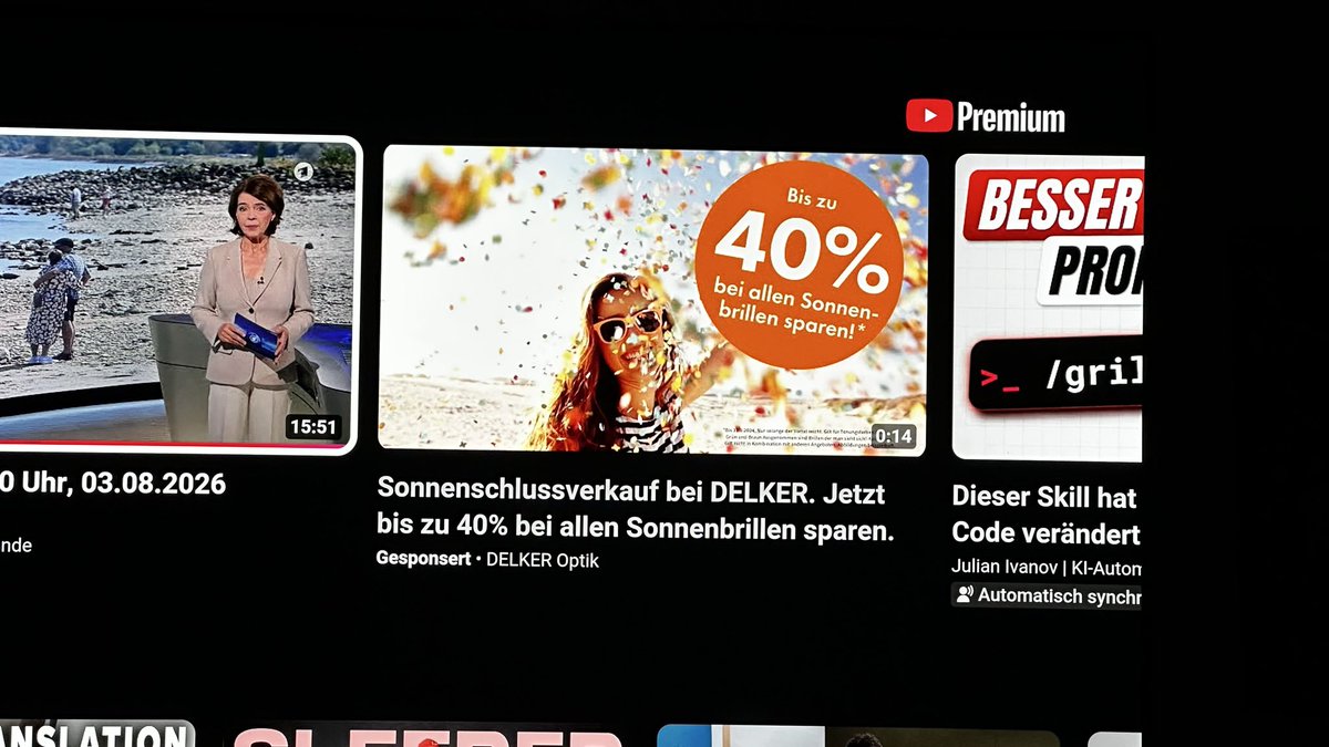 DerAlbert's tweet photo. @YouTube why I see sponsored Ads on YouTube Premium? https://t.co/FntnxKYc5O