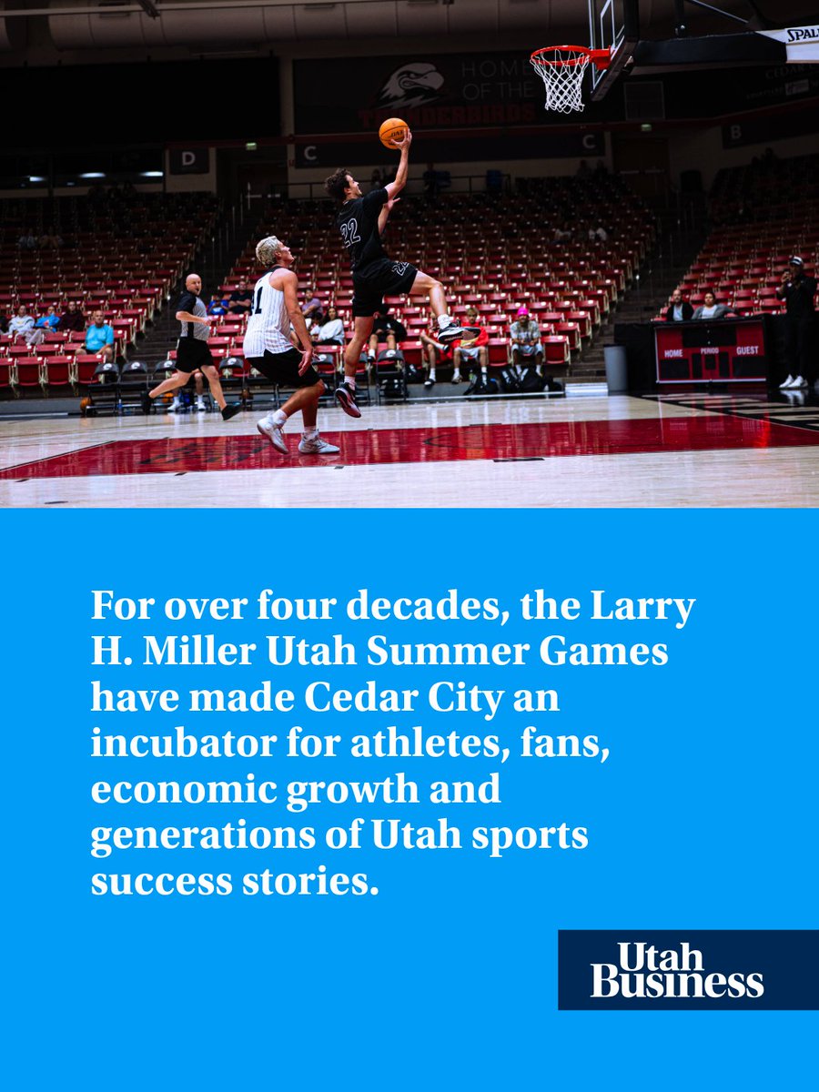 UtahBusiness's tweet photo. Before Real Salt Lake, the Mammoth and the 2034 Olympics, there was Cedar City. 🏅🔥 

For 40 years, the Larry H. Miller Utah Summer Games (@UtahSummerGame1) have drawn thousands of athletes to southern Utah, fueling a $17 million annual economic impact and building the sports culture the state is now known for. 

With 11,000 athletes this year and a new partnership with the Las Vegas Raiders, the Games are just getting started.  

Discover how it all began in the thread below.