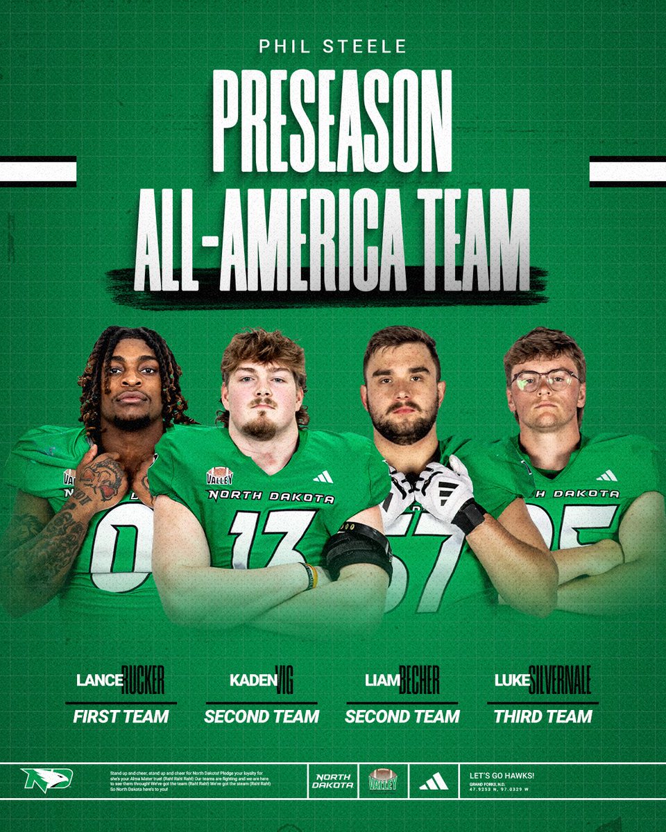 UNDfootball's tweet photo. More preseason honors for the fellas! 

#UNDproud | #LGH https://t.co/Y0Oye1FUsq
