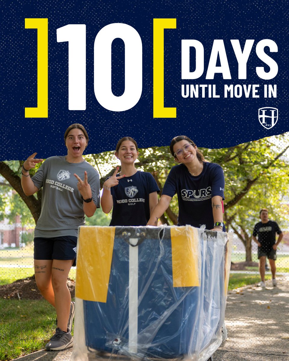 hood_college's tweet photo. 10 days until First-year and Transfer students move in! 

Make sure you're ready for Move In by checking your move-in time and date at https://t.co/dkxbzRZ6V4. https://t.co/VtdNeJ6in6