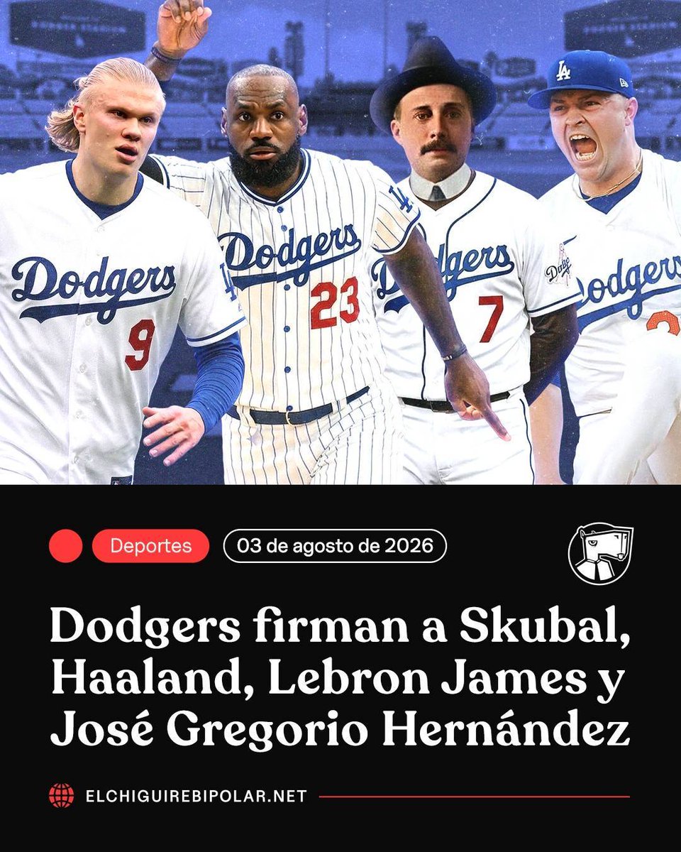 ChiguireBipolar's tweet photo. Dodgers firman a Skubal, Haaland, Lebron James y José Gregorio Hernández https://t.co/alleJVvixR https://t.co/UxWze3YHe7