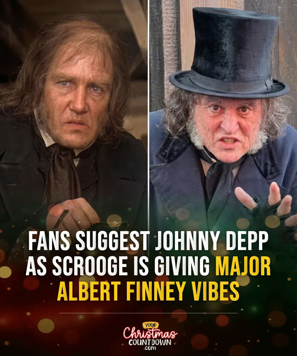 christmas_clock's tweet photo. Based on what we have seen from the trailer and public appearances, Johnny Depp's Scrooge is giving major Albert Finney vibes, while sprinkling in a little Jack Sparrow.Following his surprise appearance at San Diego Comic-Con in full prosthetic makeup, fans instantly noticed how https://t.co/zv8814Spbm