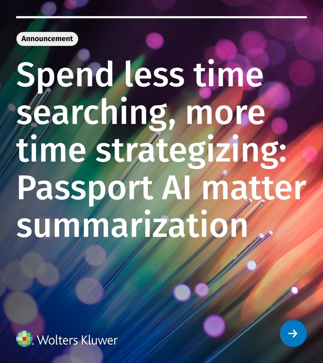 wkelmsolutions's tweet photo. Preparing for a matter review shouldn't mean digging through data. 
Passport’s new AI-powered matter summary helps legal teams quickly understand key matter details, save time and make decisions faster. 

Read more: https://t.co/p8rnBjYwba  

#legal #legalops #legaltech #LegalAI https://t.co/6LGFRNzB2A
