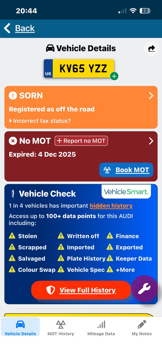the_JohnRea's tweet photo. This car is not taxed and MOT has expired https://t.co/uXBD7o31JV