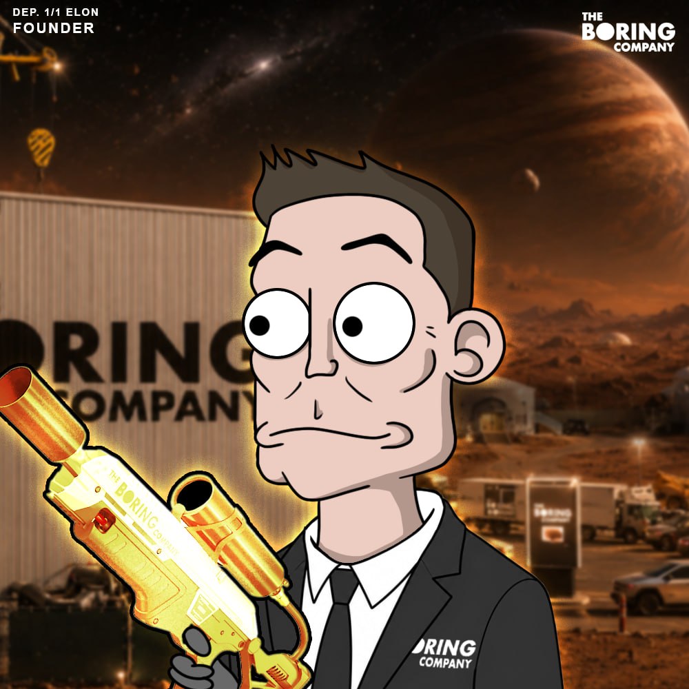 TheBoringCo_'s tweet photo. Completed the blockchain trilogy.

Mining. Blocks. Chains.

Now $TBC has NFTs.

(Including 1/1s for @elonmusk and @Mike__Baier.)

https://t.co/0bpatPZ40p https://t.co/aSlVYyvmTU