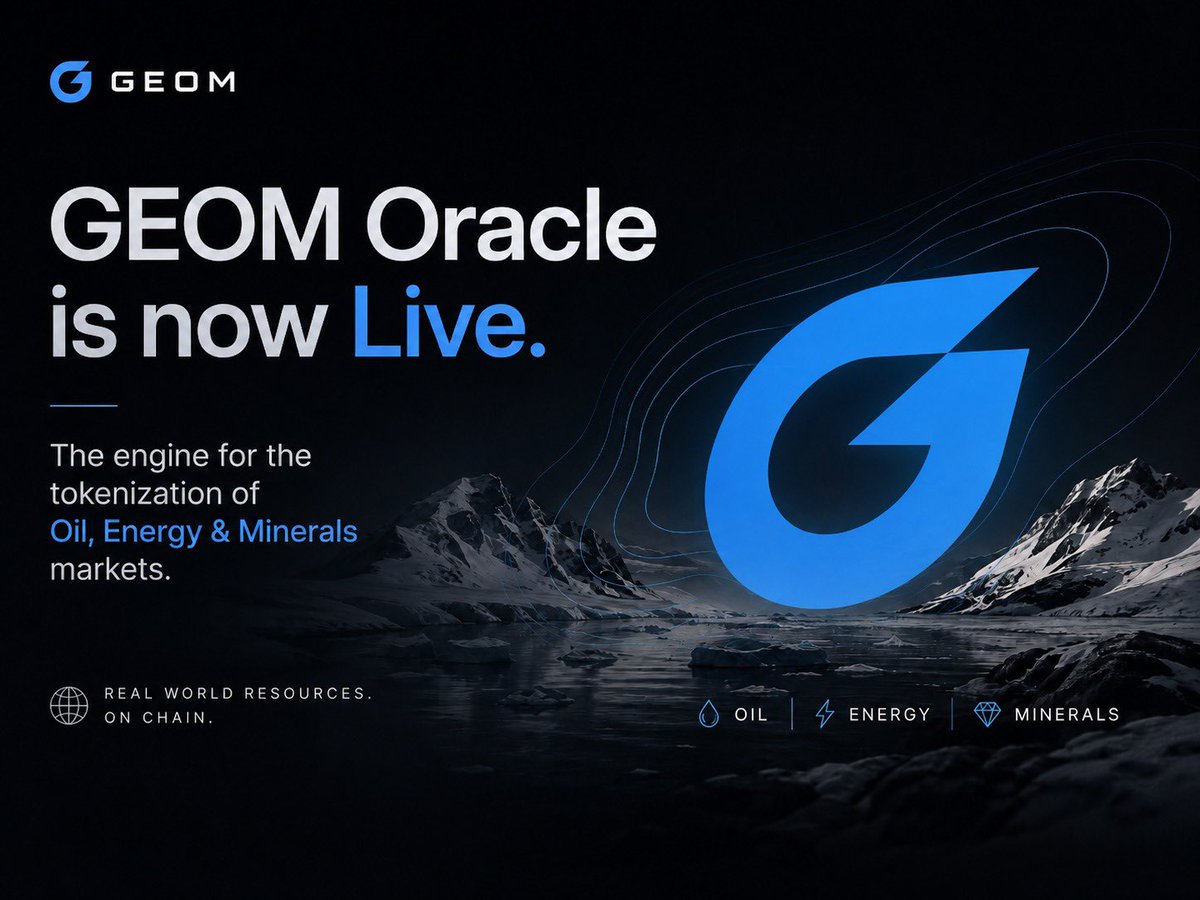 Geom_Global's tweet photo. Oil and gas equities are a $2.1T market. Tokenized commodities sit at around $5.0B, and it's mostly gold. The world's most traded commodities have barely touched on-chain markets.

RWA's can't scale on data nobody can verify. Institutions need to know what was published, when, and by whom, without trusting anyone's word for it.

GEOM's Oracle is this trust layer. 

We pull the full picture into one place: public primary sources, licensed market feeds, live quotes, and first-party operator data signed at origin as partners onboard. 

Every dataset we publish is public, verifiable, hashed, signed, and anchored on Solana. 

The Oracle is a key element of the tokenization super-engine GEOM is building. 

https://t.co/FZGRruIgHm