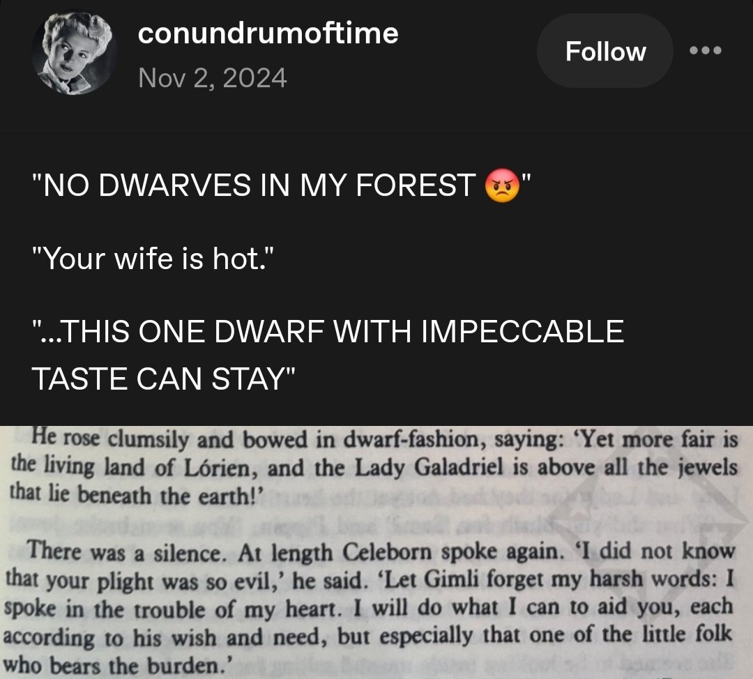 catbellbower's tweet photo. For TROP/LOTR newcomers who are currently unaware of Celeborn's vibe, this sums it up better than I ever could https://t.co/pbIDeahhSX