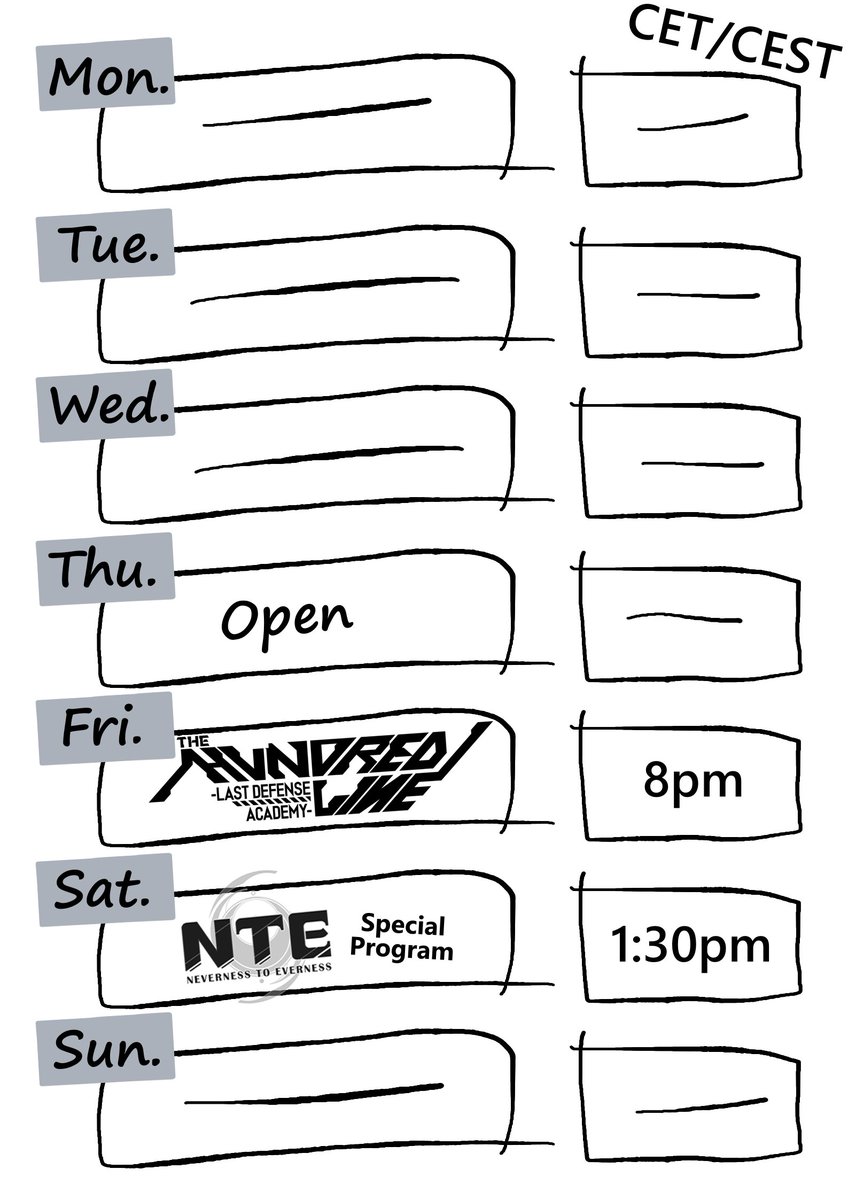 NeonLunarian's tweet photo. Here is this weeks schedule
03.08.2026 - 09.08.2026 

Open (if I feel like it)
Hundred Line 
NTE Special Program Reaction https://t.co/eHUPGu0CSd