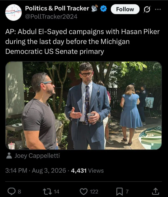 WhickTv's tweet photo. You should be treating this as you would a candidate who hung out with Tucker Carlson or Candace Owens on the last day before their Primary. https://t.co/gC161FQGyk
