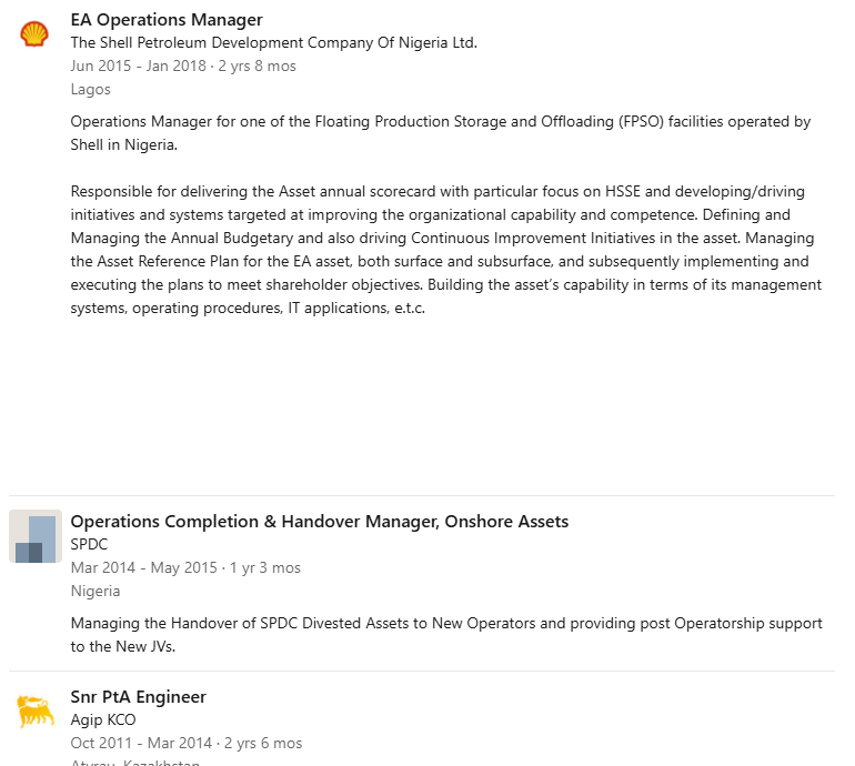 AskMichaelTaiwo's tweet photo. I went to LinkedIn to check out her Shell history and it is "typical" for those who rise to her level in the company.

Shell has a talent management tool called the "Current Estimated Potential." 

It is a way for the company to quickly sieve through the new employees and put them in a "box" 

The exercise was carried out every 2 years then (it is now every 3 years).

This is different from a performance review. 

This is a potential review exercise.

The company is asking, "how far do we think this person will go in this company?" 

As at the time she joined Shell, there were four levels.

Level 1: SE (Senior Executive) - this is where the Executive Vice Presidents all the way to the CEO sit.

Level 2: A-B (Level A or B) - this is for those who report to executive level. They are big guys too. 
For instance, her last role was likely at Job Grade B.

Level 3: 1-2 (Job Grade 1 or 2) - this is where most people retire from the company even after spending 40+ years. 

Level 4: 3-5 (Job Grade 3 or 5) - if you are a university graduate you are already here or will end up here if you stick around. It is given to people almost as a punishment. Shell discontinued it some years ago. So there are just three levels now.

What I am saying is this: within two years of joining Shell, she was probably already rated at a CEP Level of SE. 

This means Shell has said she should be put on a track that will let her become a "Senior Executive" one day.

The CEP becomes - more often than not - a self-fulfilling prophecy.

Once Shell labels your profile as an "SE":

-  you get assigned a current Senior Executive as a sponsor who fights for you,

- you are allowed to attend top programs to upskill you

- if you apply for any job within the company and the hiring manager sees that you are an "SE," your application automatically rises to the top. At that point, you are just competing with other "SE's." 

Not all Shell staff get rated. You have to be a university graduate, for instance. Less than 3% of staff are SE. 

My point is that her fate was already sealed in her first 2 years in the company. Looking at her LinkedIn history, I can tell you with concerning accuracy the type of considerations that went into each promotion. 

It is a machine the company has perfected over 100 years. It is both impressive and frightening depending on your vantage point.

Congratulations to her.

May her reign bode well for the company and the country.