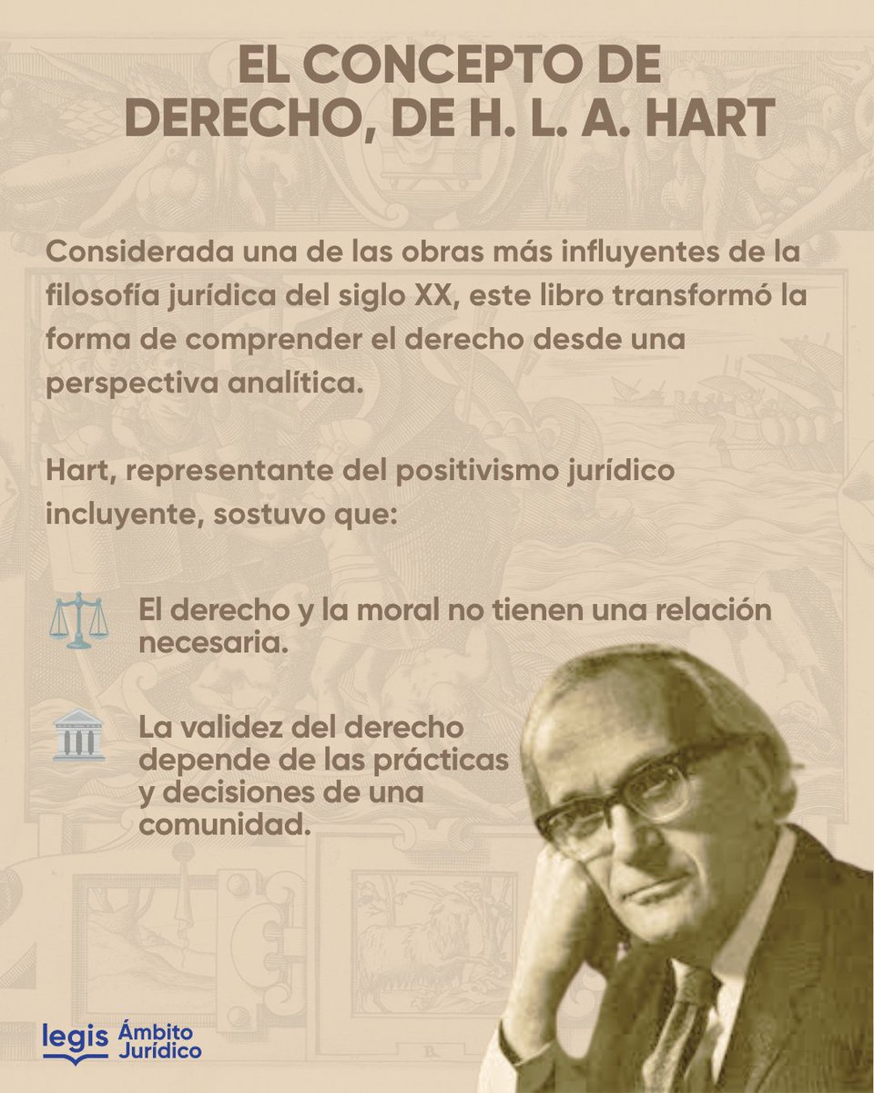 Ambitojuridico's tweet photo. 📚 El concepto de Derecho, de H. L. A. Hart, es una de las obras más influyentes de la filosofía jurídica del siglo XX, conozca en la siguiente #INFOGRAFÍA cómo este libro transformó la forma de comprender el Derecho.

Amplíe la información en https://t.co/qLK26276Qz https://t.co/1eNgeWfdeJ
