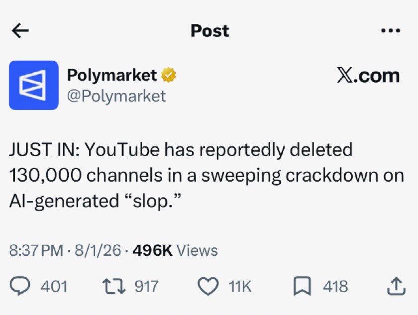 Chris_Koerner's tweet photo. AI is making creators lazy. 

Before the pitchforks come out, let me explain:

Dont get me wrong, It's amazing, I'm a power user on several models

But there's a noticeable shift in what people want from their content. And it's not AI slop. https://t.co/pjYQpopVyl