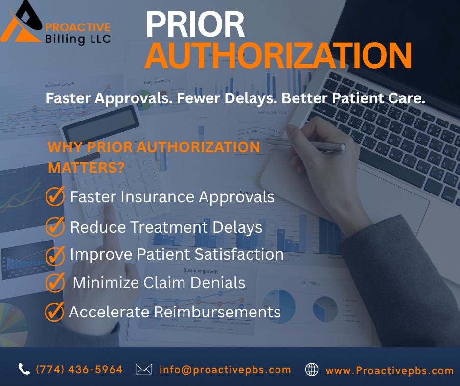 proactivepbs's tweet photo. Is your practice losing valuable time due to Prior Authorization delays?
We help healthcare providers secure faster insurance approvals, reduce claim denials, and improve revenue cycle performance.
📞 (774) 436-5964 🌐 https://t.co/UMODfH4v0P
#PriorAuthorization #MedicalBilling https://t.co/6JERsokdFn