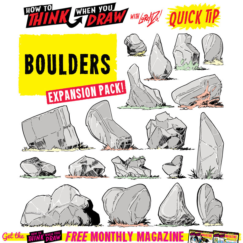 EtheringtonBros's tweet photo. ROCK REFERENCES! To get the FREE monthly How to THINK When You draw digital MAGAZINE, (including NEW tutorials, a YEAR before they appear online) just tap the link in the bio HERE:  @etheringtonbros 
#anime #manga #comicart #conceptart #gamedev https://t.co/A2AoGzFf20