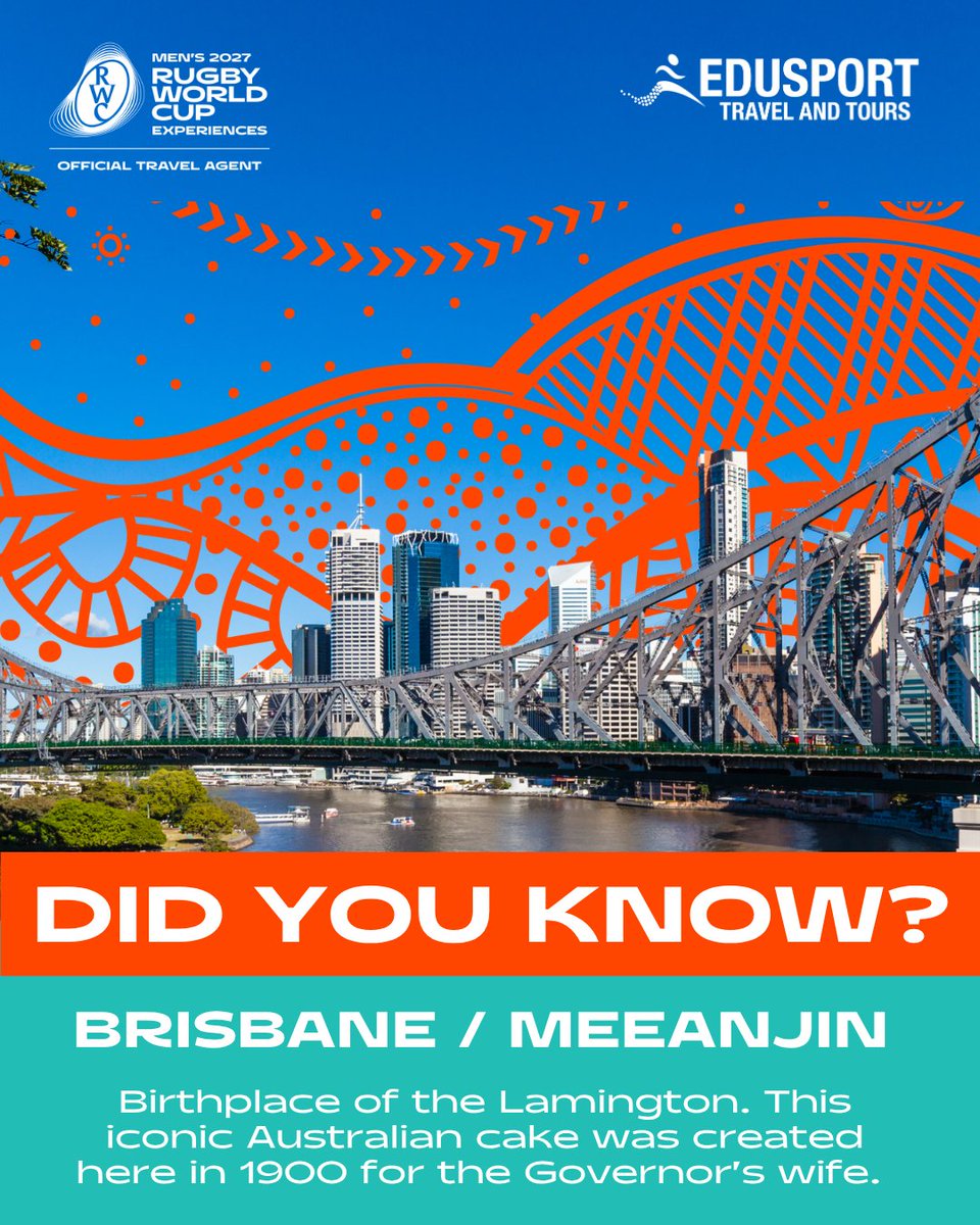 edusporttravel's tweet photo. If you're planning on heading to Brisbane for the 2027 Men's Rugby World Cup, here's a fun fact we bet you did not know. ☺️ https://t.co/yMgk5ZiL0z