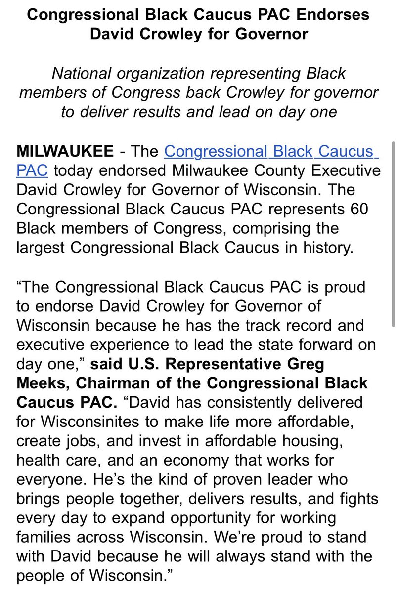 drake_bentley's tweet photo. News: David Crowley has been endorsed by the Congressional Black Caucus https://t.co/N425n589db