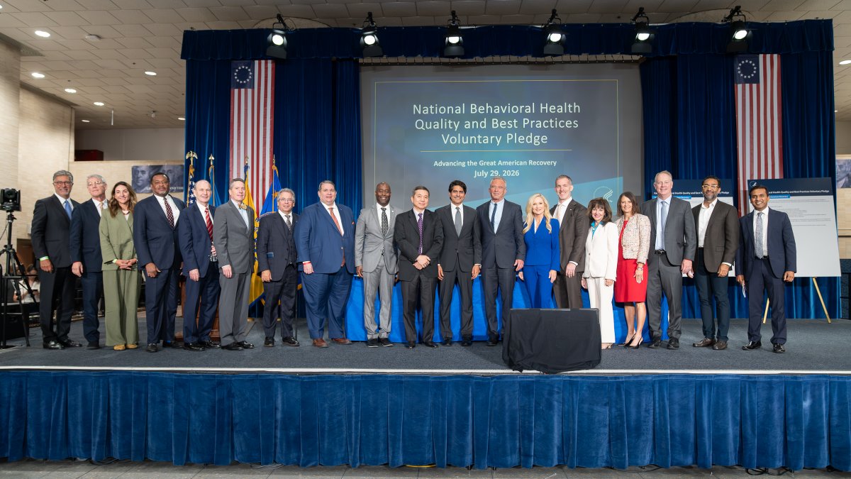 HHSGov's tweet photo. Behavioral health leaders from across the healthcare system joined @SecKennedy at HHS last week to commit to improving patient care and outcomes for individuals experiencing mental health conditions and the chronic disease of addiction.

This effort supports President Trump's Great American Recovery Initiative and reinforces our commitment to expanding access to high-quality, evidence-based care, improving outcomes, and helping more Americans achieve lasting recovery.