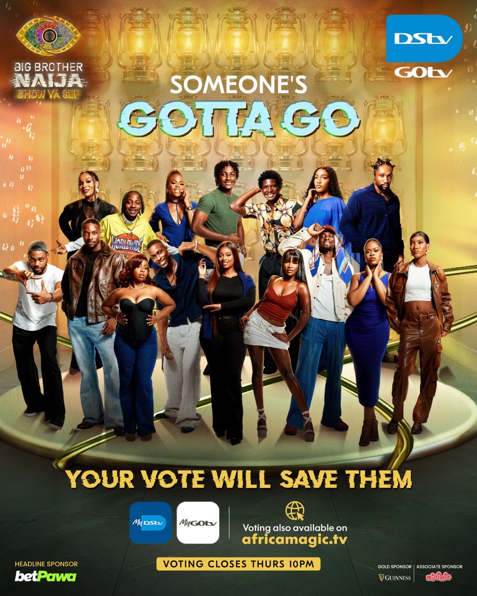 DStvNg's tweet photo. Someone has to leave the Big Brother house. Who will it be?
Your votes can save your favorite housemate. Vote now on the website, via mobile, the MyDStv app, or the MyGOtv app.
#BBNaija https://t.co/YD4kcScSed