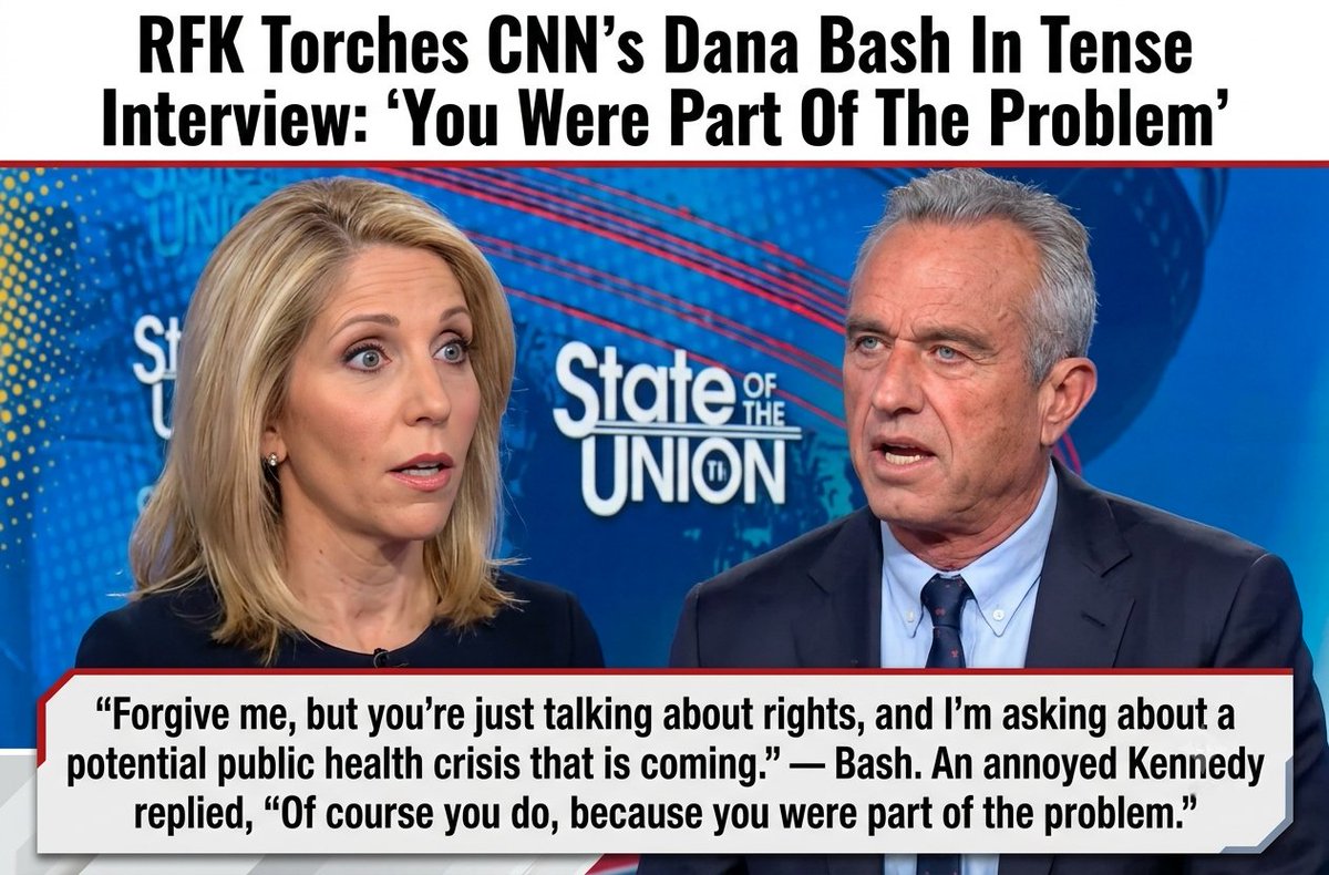DiamondandSilk's tweet photo. "You were part of the problem." 🔥 HHS Secretary Robert F. Kennedy Jr. didn't hold back in a fiery clash with CNN's Dana Bash over COVID-19 lockdowns, vaccine efficacy, and press malpractice.
#RFKJr #CNN #StateOfTheUnion #PoliticalNews https://t.co/pnenVoeJUQ