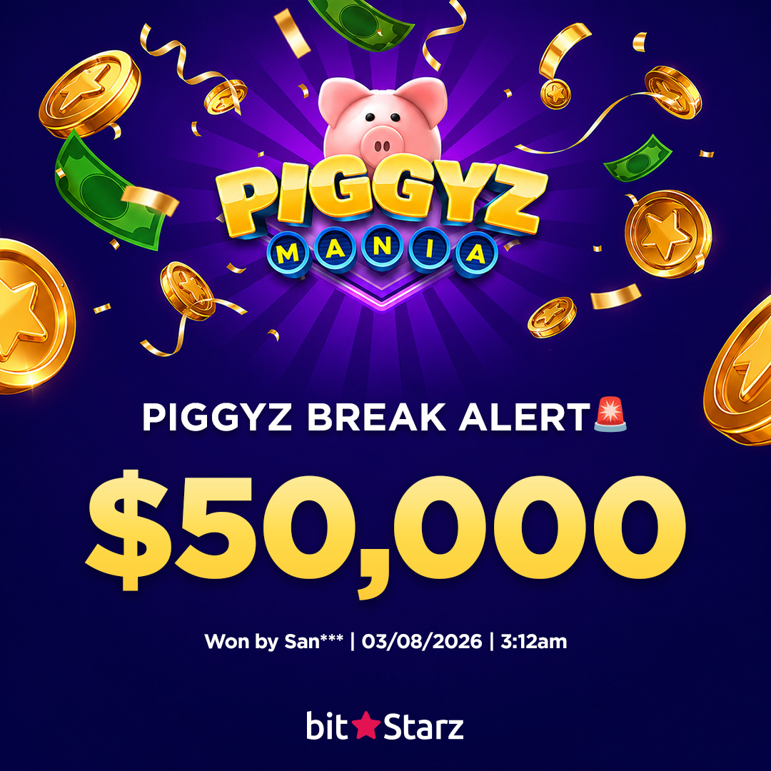 bitstarz's tweet photo. The Piggy breaks. San*** just proved it with a $50,000 win. 

Time to start filling yours! https://t.co/fAxENTRwWq