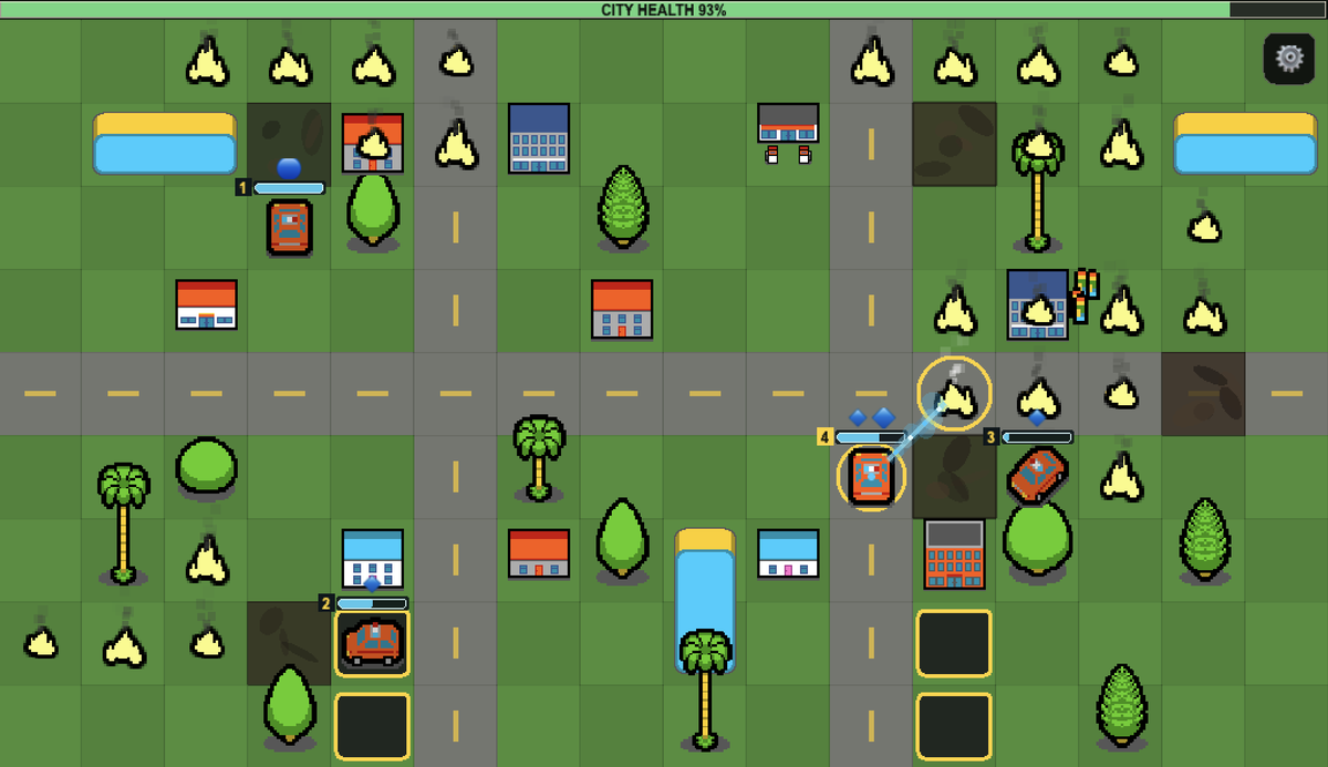 tooltodiyo's tweet photo. πMy new game for the @PlaygamaCom Game Jam, a wildfire management game inspired by summers in Portugal.
Dispatch fire trucks and contain spreading fires before too much land is lost.
Play here: https://t.co/GH5v8f0VfO
#GameDev #IndieDev #GameJam #PhaserJS #pixelartγ
€γ
€γ
€γ
€ https://t.co/wU99PkZmEf