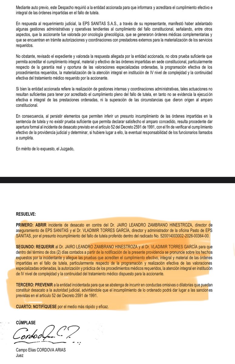 Caromorillo16's tweet photo. @MinSaludCol @Supersalud Para exigir lo que me corresponde por derecho, tuve que acudir a la justicia:
⚖️ Tengo un fallo de Tutela
⚠️ Ante su incumplimiento, ya se radicó un DESACATO. Ni la orden de un juez hace que @EPS_Sanitas respete la salud y la dignidad de los pacientes. @MinSaludCol @Supersalud https://t.co/JkV5CawIB6