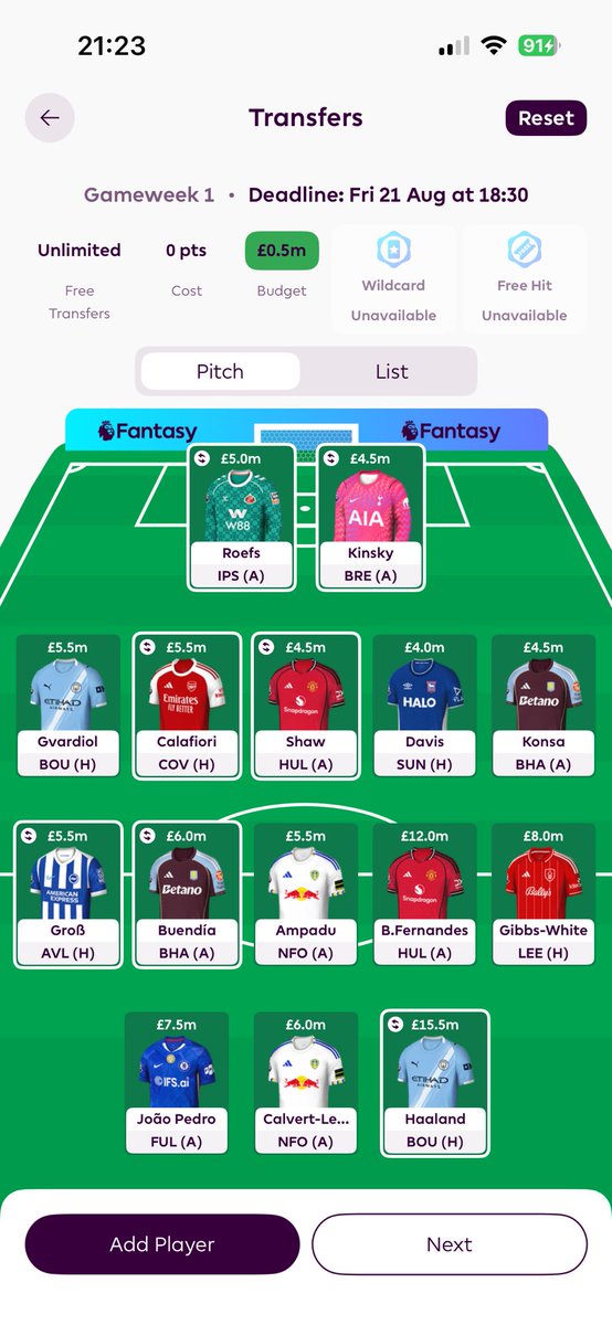 FPLcal27's tweet photo. Best bench boos team for game week 1 https://t.co/HPe06JFNaq