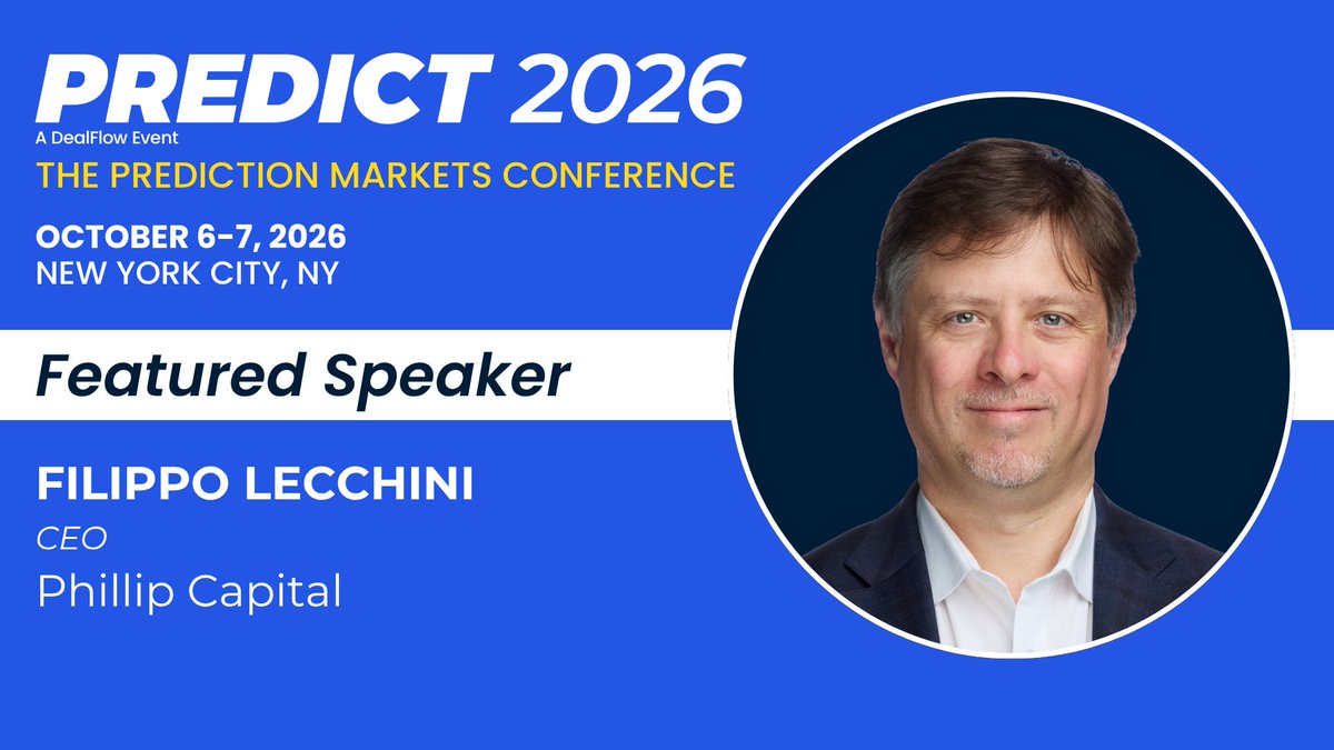 DealFlowEvents's tweet photo. Welcome to Filippo Lecchini, CEO, Phillip Capital, who joins PREDICT 2026 as a featured speaker Oct. 6-7 in NYC.
Act now. Early registration expires Aug. 7. https://t.co/XeIHE7CJ3q
#PREDICT
#PredictionMarketsConference
@PhillipCapital https://t.co/6LpeVHyNtg